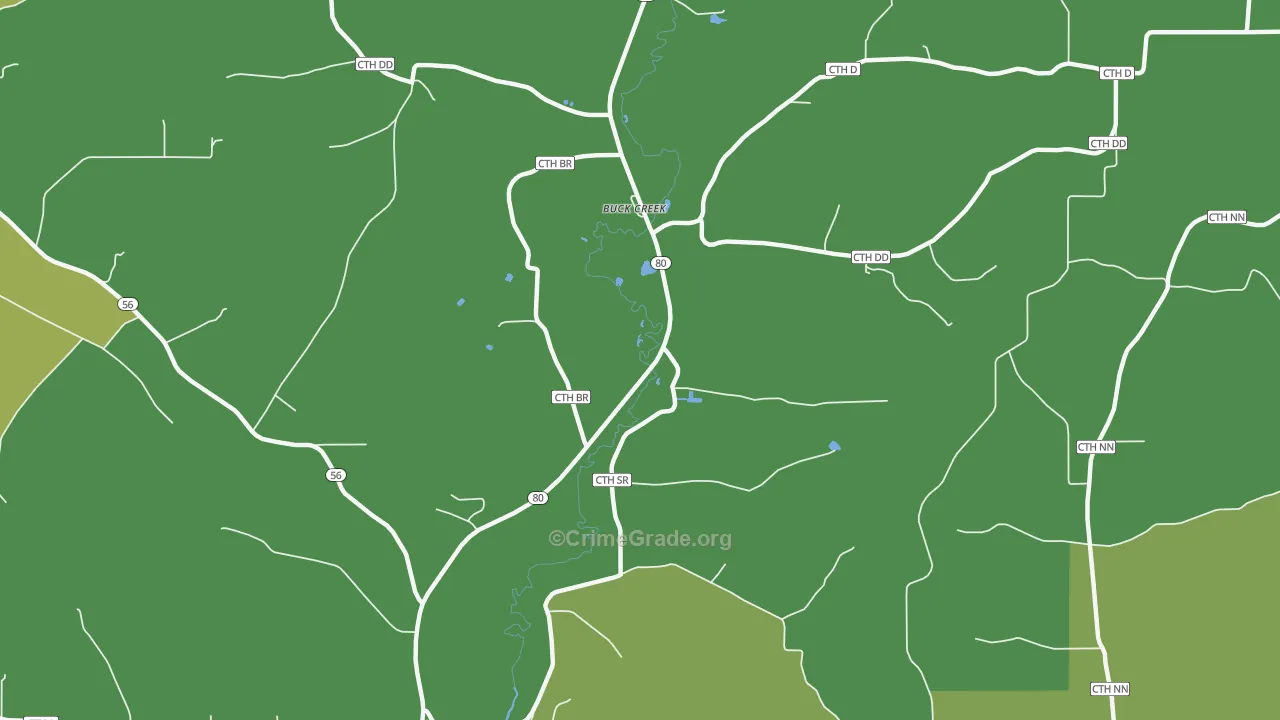 Buck Creek, WI Map of Assault Rates