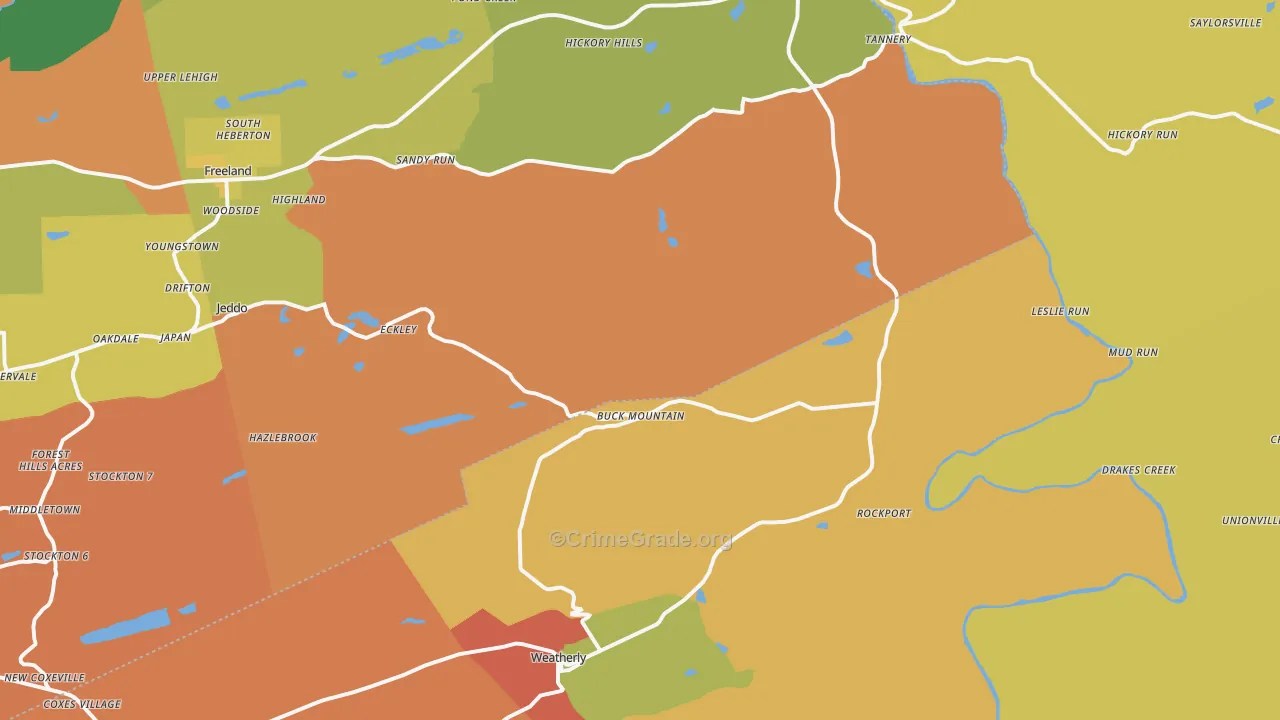 Buck Mountain, PA Map of Assault Rates