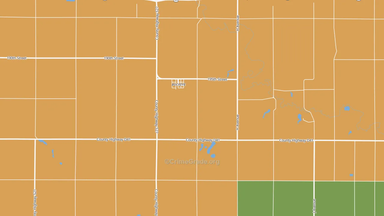 Buckeye, IA Map of Assault Rates