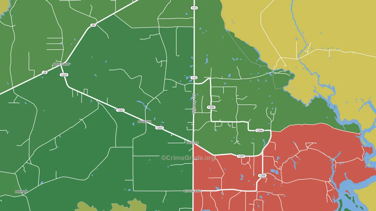 Buckeye, LA Map of Assault Rates
