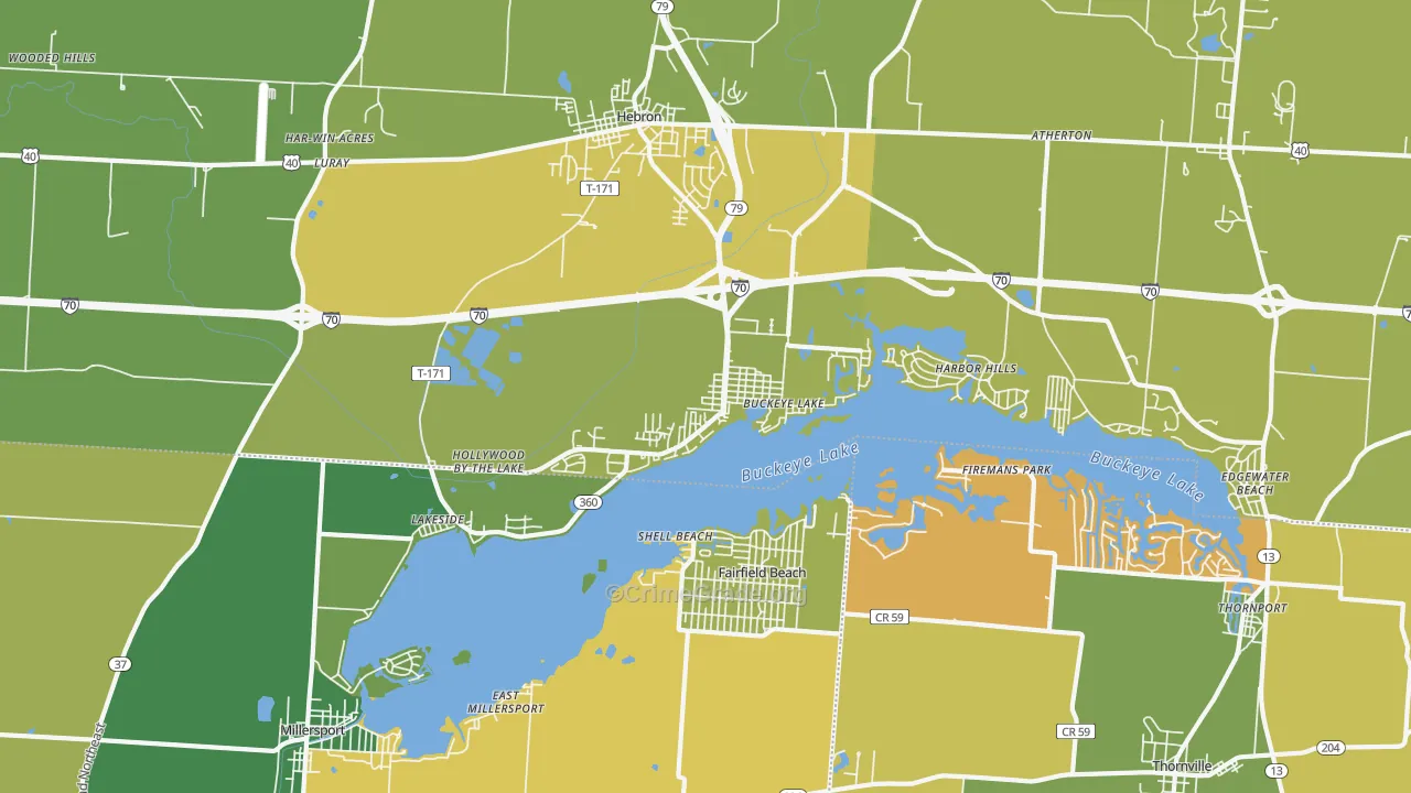 Buckeye Lake, OH Map of Assault Rates