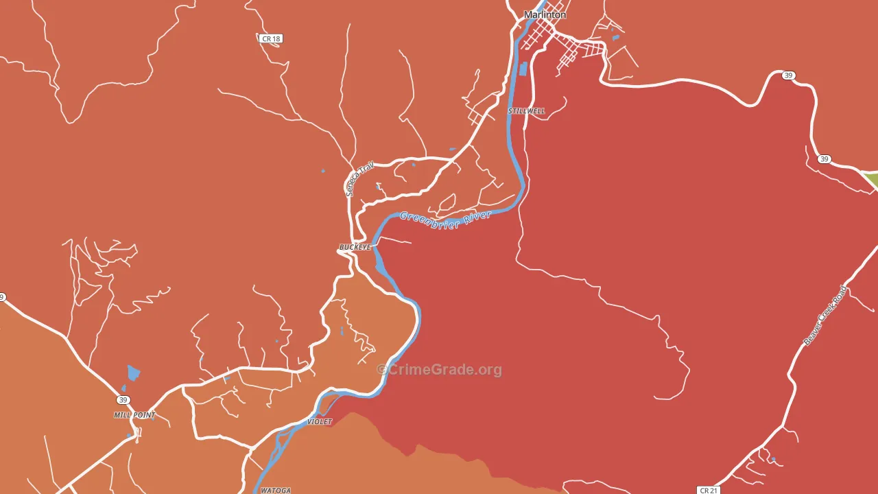 Buckeye, WV Map of Assault Rates