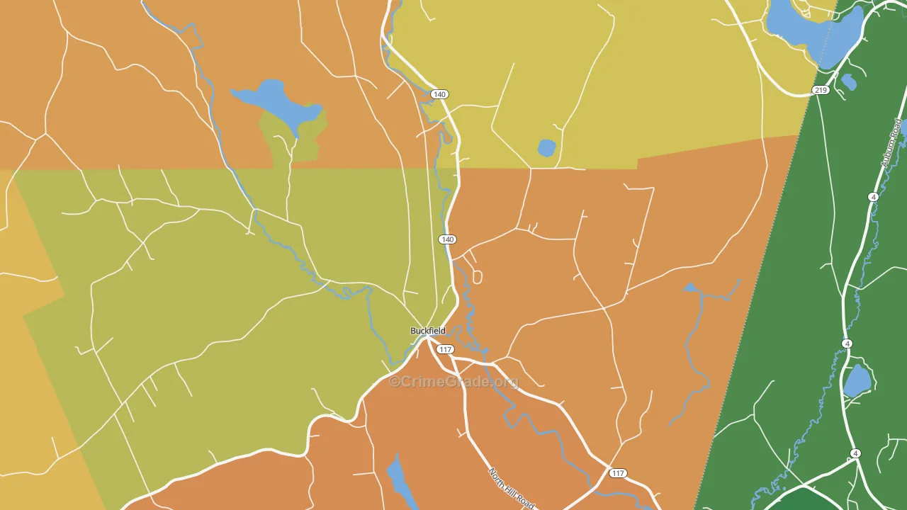 Buckfield, ME Map of Assault Rates