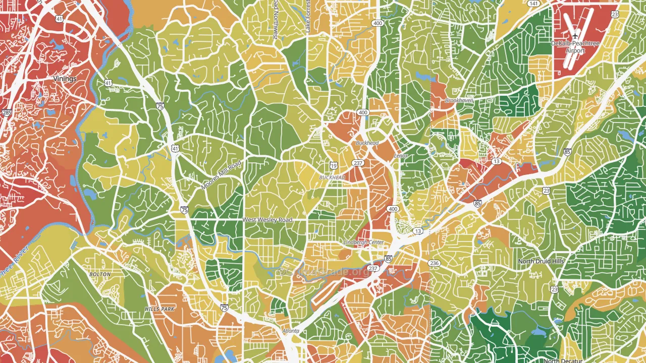 Buckhead, Atlanta, GA Map of Assault Rates