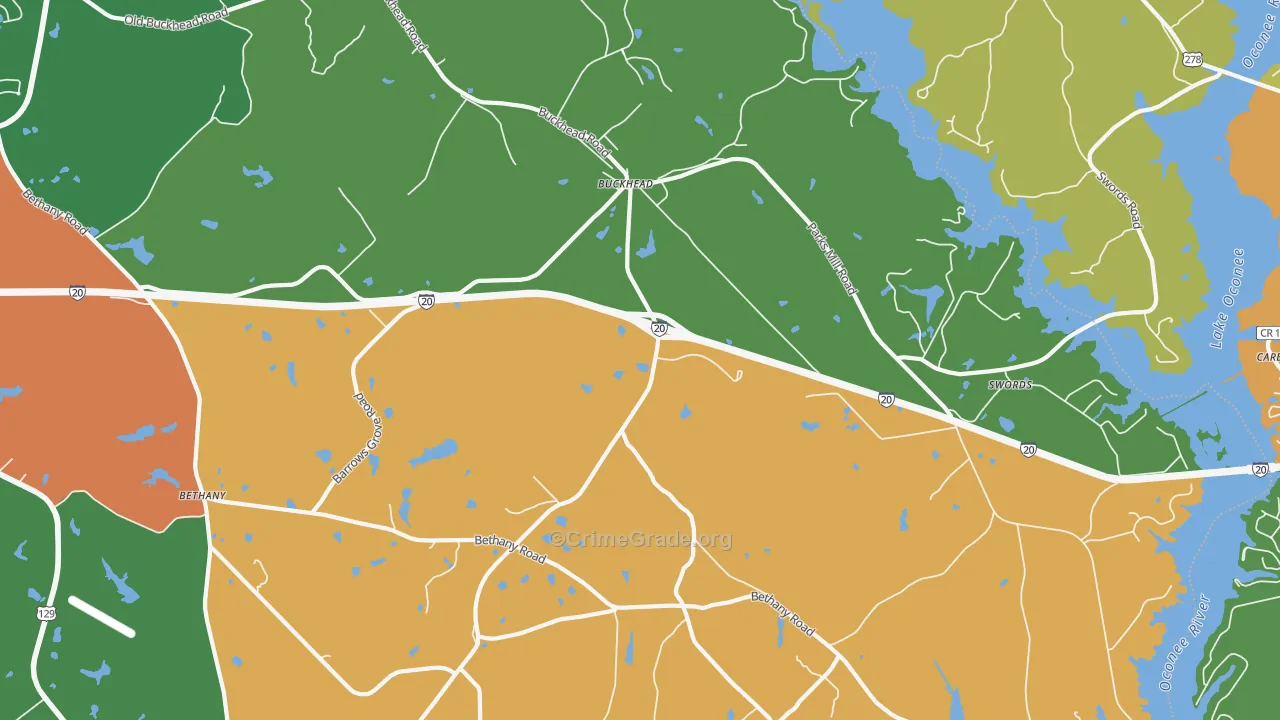 Buckhead, GA Map of Assault Rates