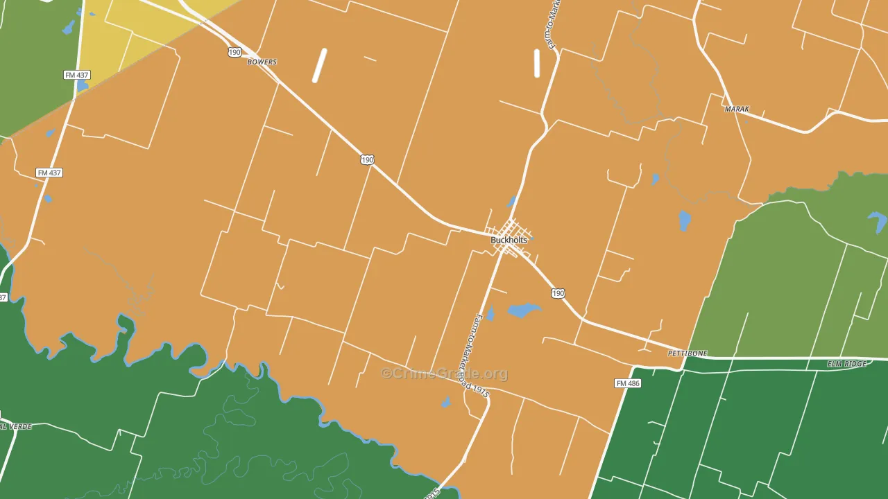 Buckholts, TX Map of Assault Rates
