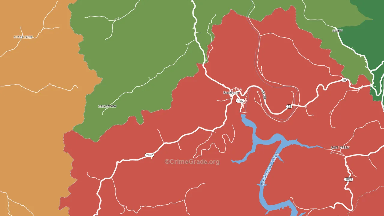 Buckhorn, KY Map of Assault Rates