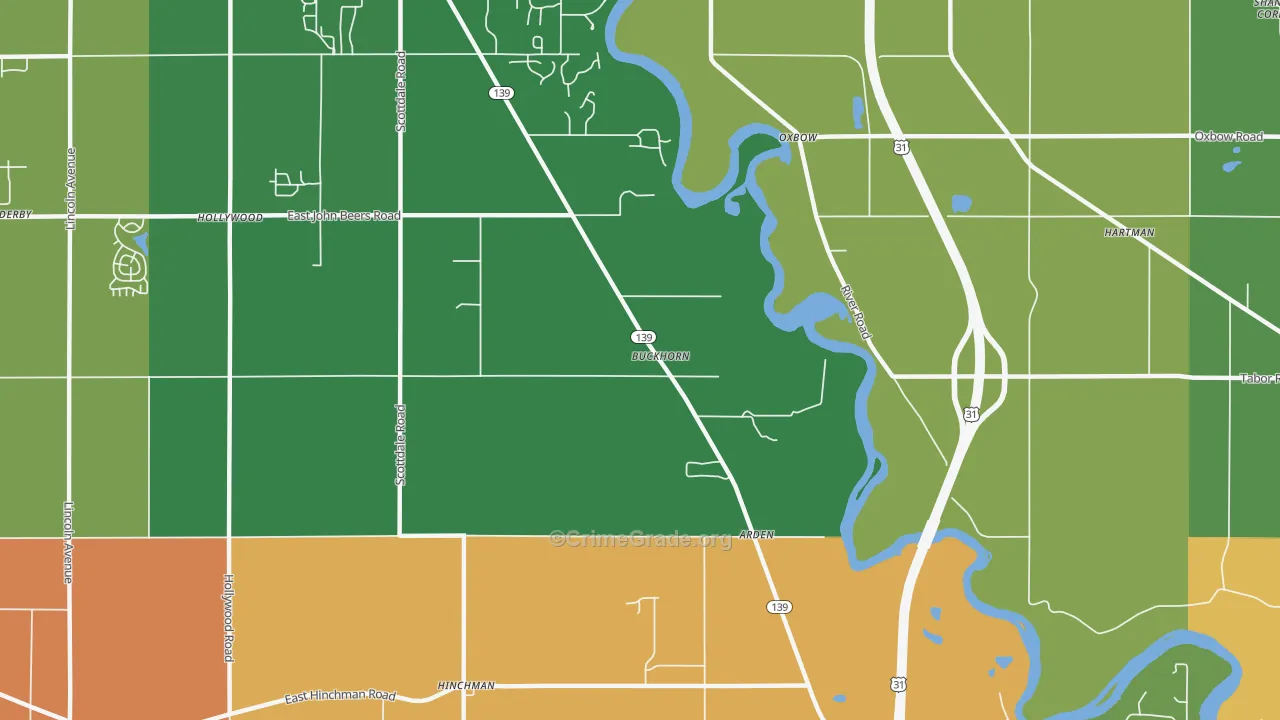 Buckhorn, MI Map of Assault Rates