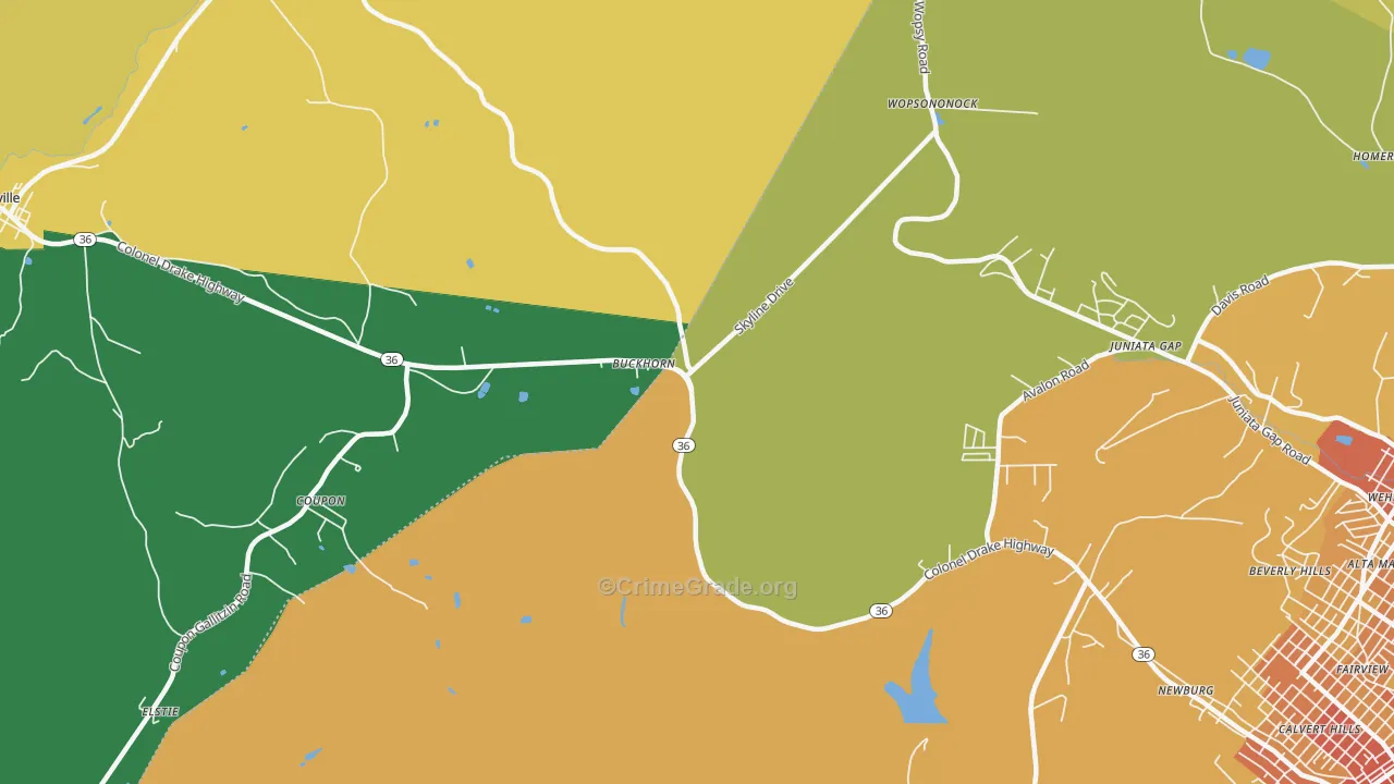 Buckhorn, PA Map of Assault Rates