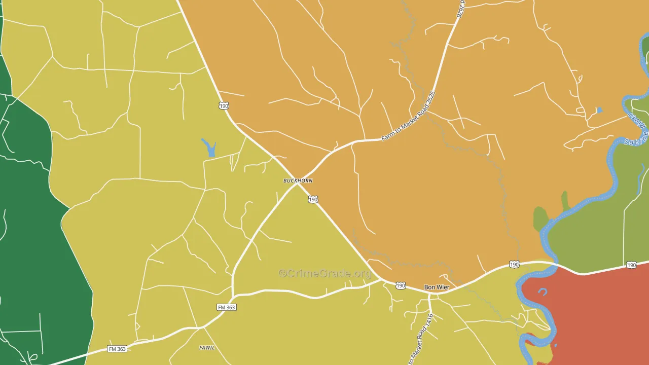 Buckhorn, TX Map of Assault Rates