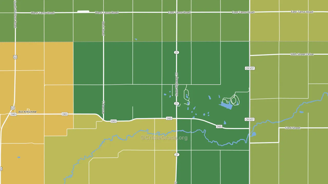 Buckingham, IA Map of Assault Rates