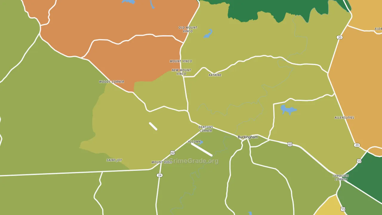 Buckingham, VA Map of Assault Rates