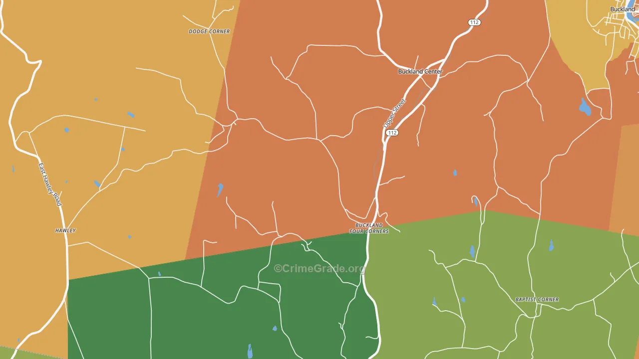 Buckland, MA Map of Assault Rates