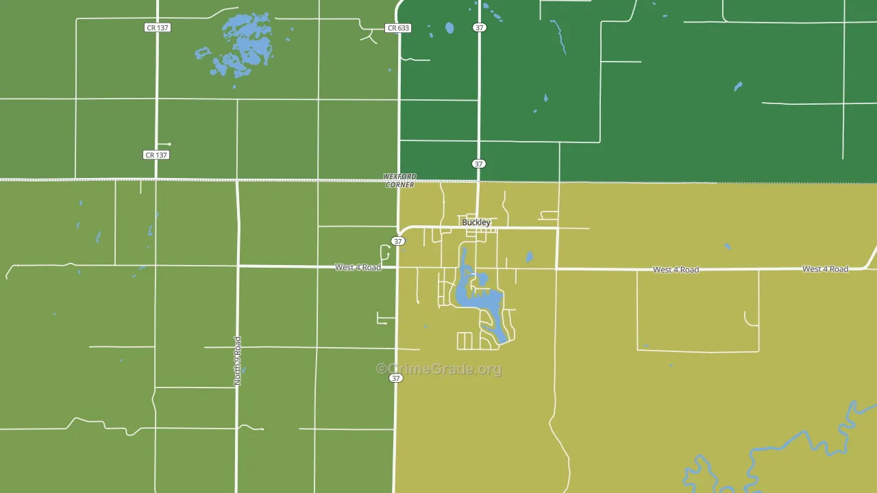 Buckley, MI Map of Assault Rates