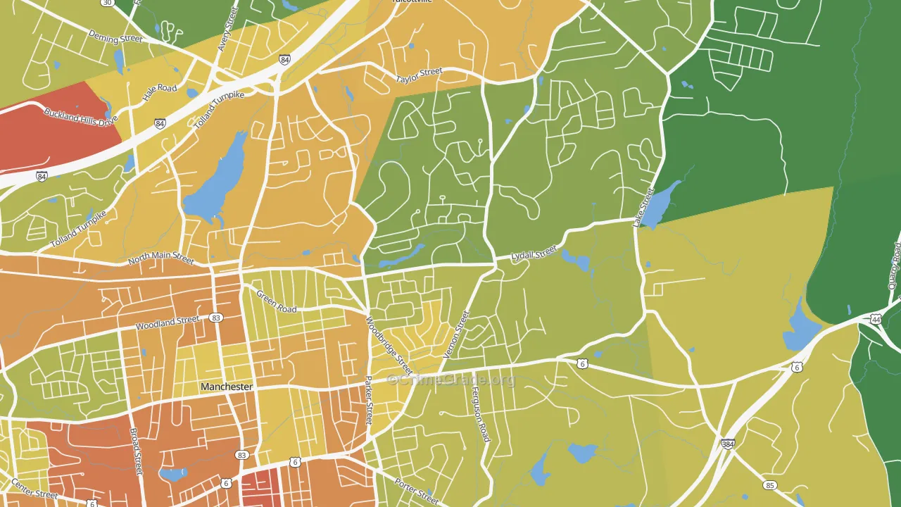 Buckley, Oakland, CT Map of Assault Rates