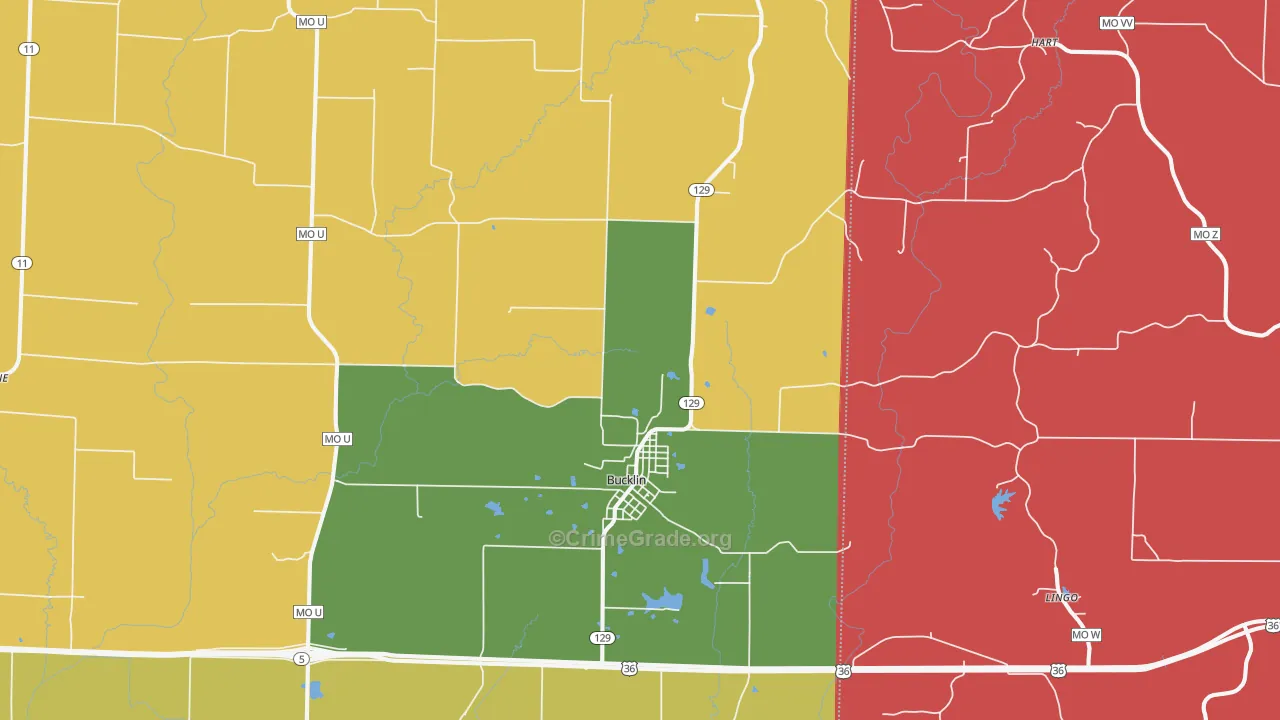 Bucklin, MO Map of Assault Rates