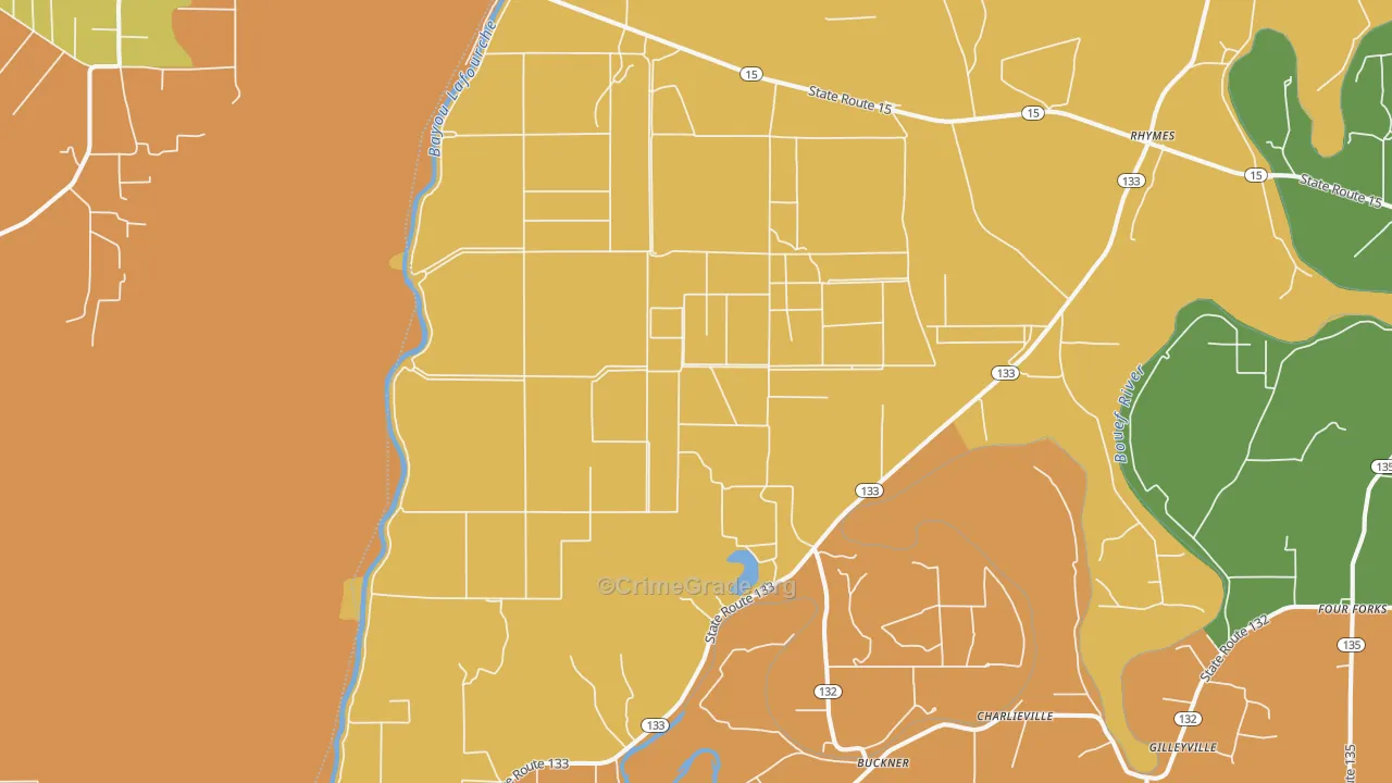 Buckner, LA Map of Assault Rates