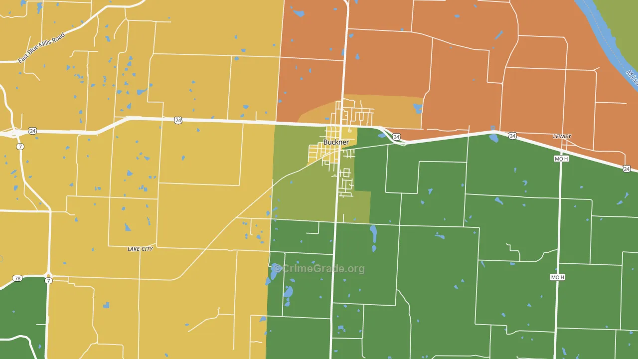 Buckner, MO Map of Assault Rates