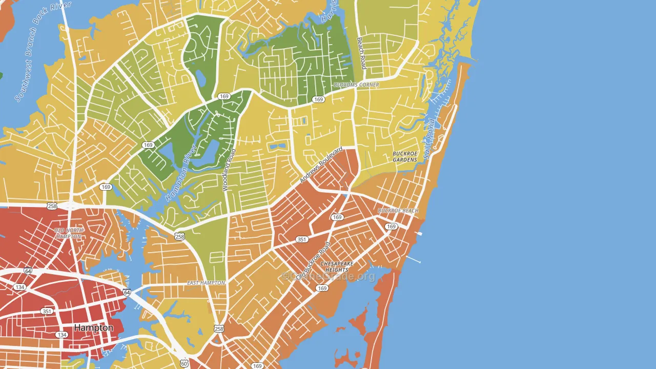 Buckroe, Hampton, VA Map of Assault Rates