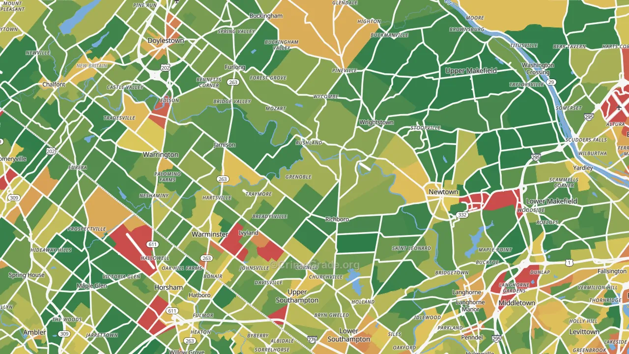 Bucks County, PA Map of Assault Rates