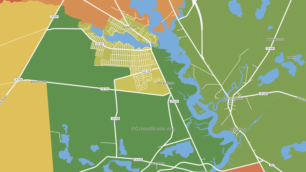 Buckshutem, NJ Map of Assault Rates