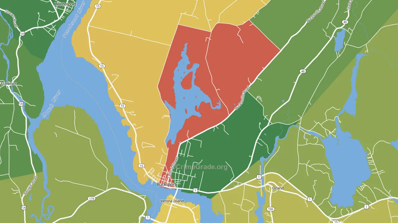 Bucksport, ME Map of Assault Rates