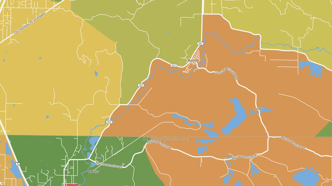 Bucoda, WA Map of Assault Rates