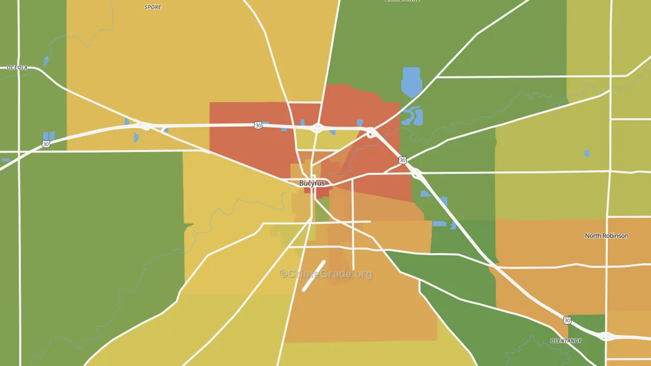 Bucyrus, OH Map of Assault Rates