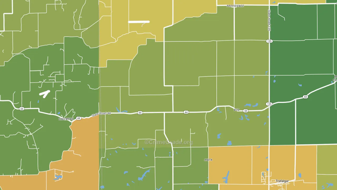 Bud, IN Map of Assault Rates