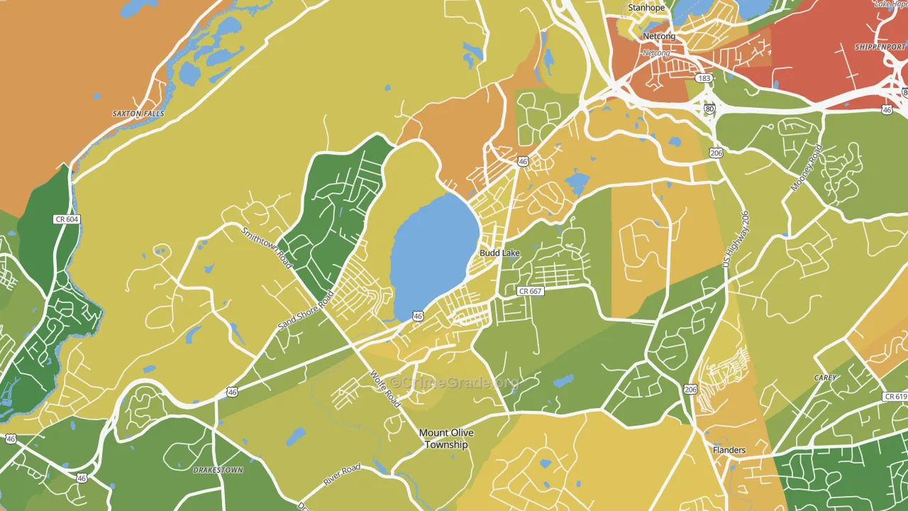 Budd Lake, NJ Map of Assault Rates