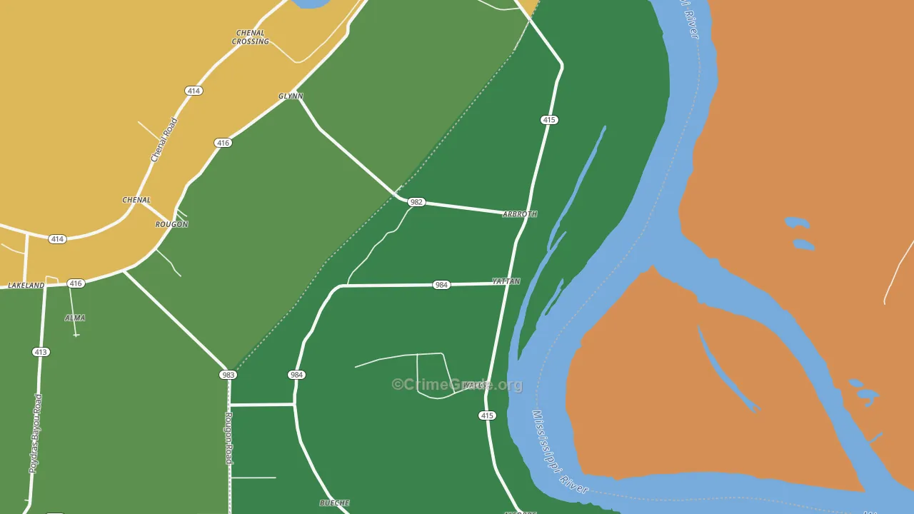Bueche, LA Map of Assault Rates
