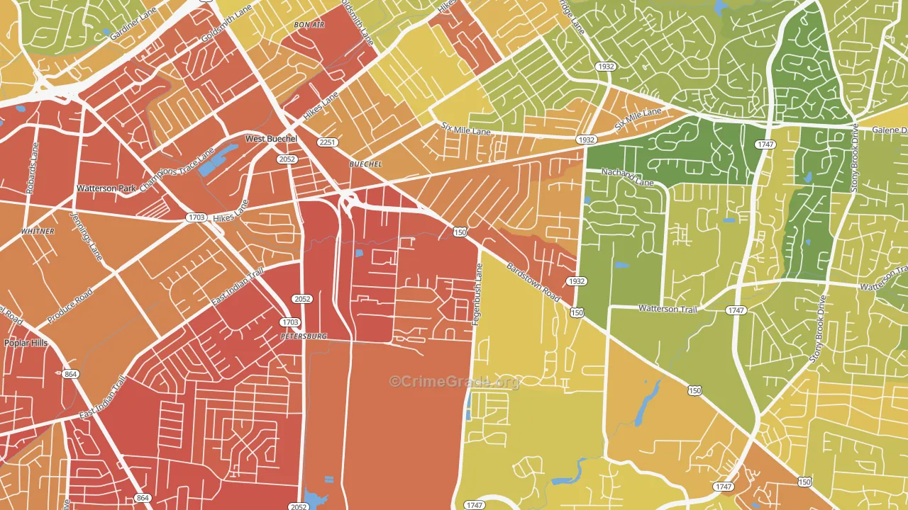 Buechel, Louisville, KY Map of Assault Rates