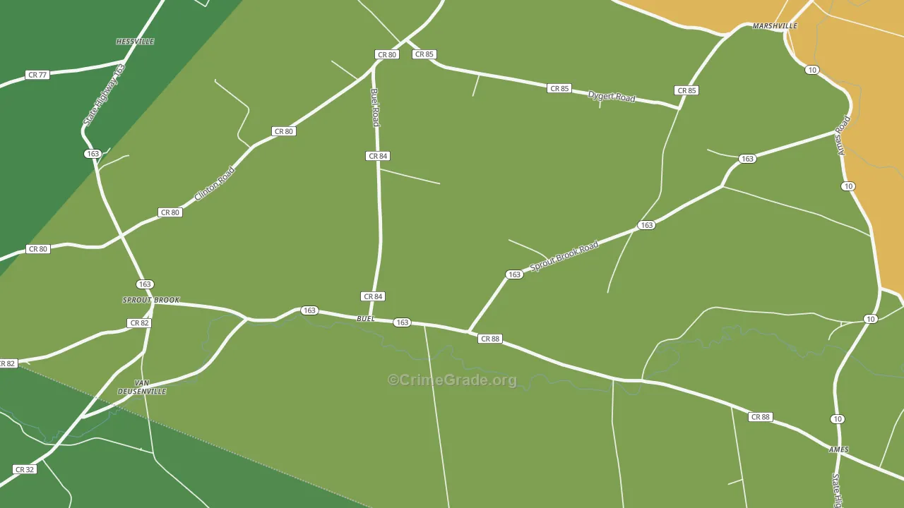 Buel, NY Map of Assault Rates