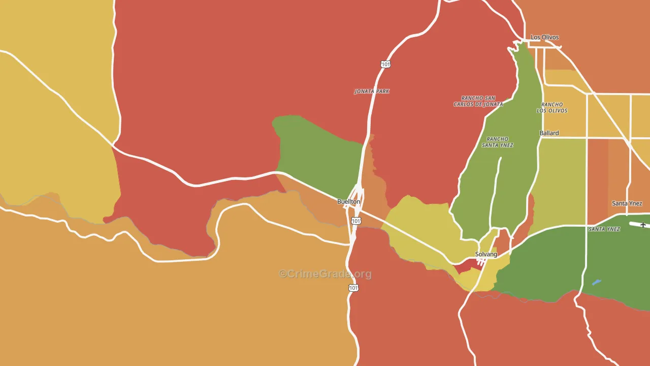 Buellton, CA Map of Assault Rates