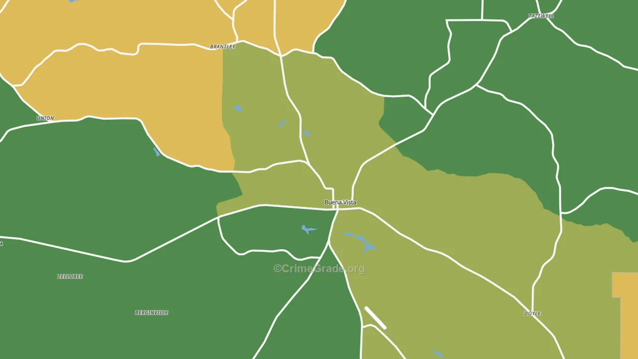 Buena Vista, GA Map of Assault Rates