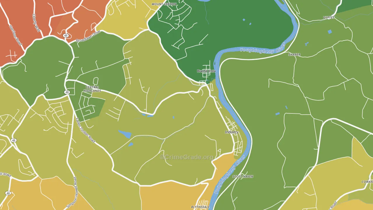 Buena Vista, PA Map of Assault Rates