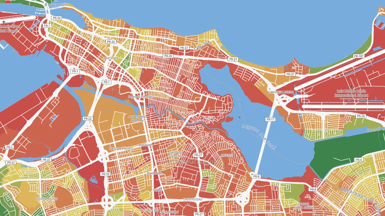 Buena Vista Santurce, San Juan, PR Map of Assault Rates