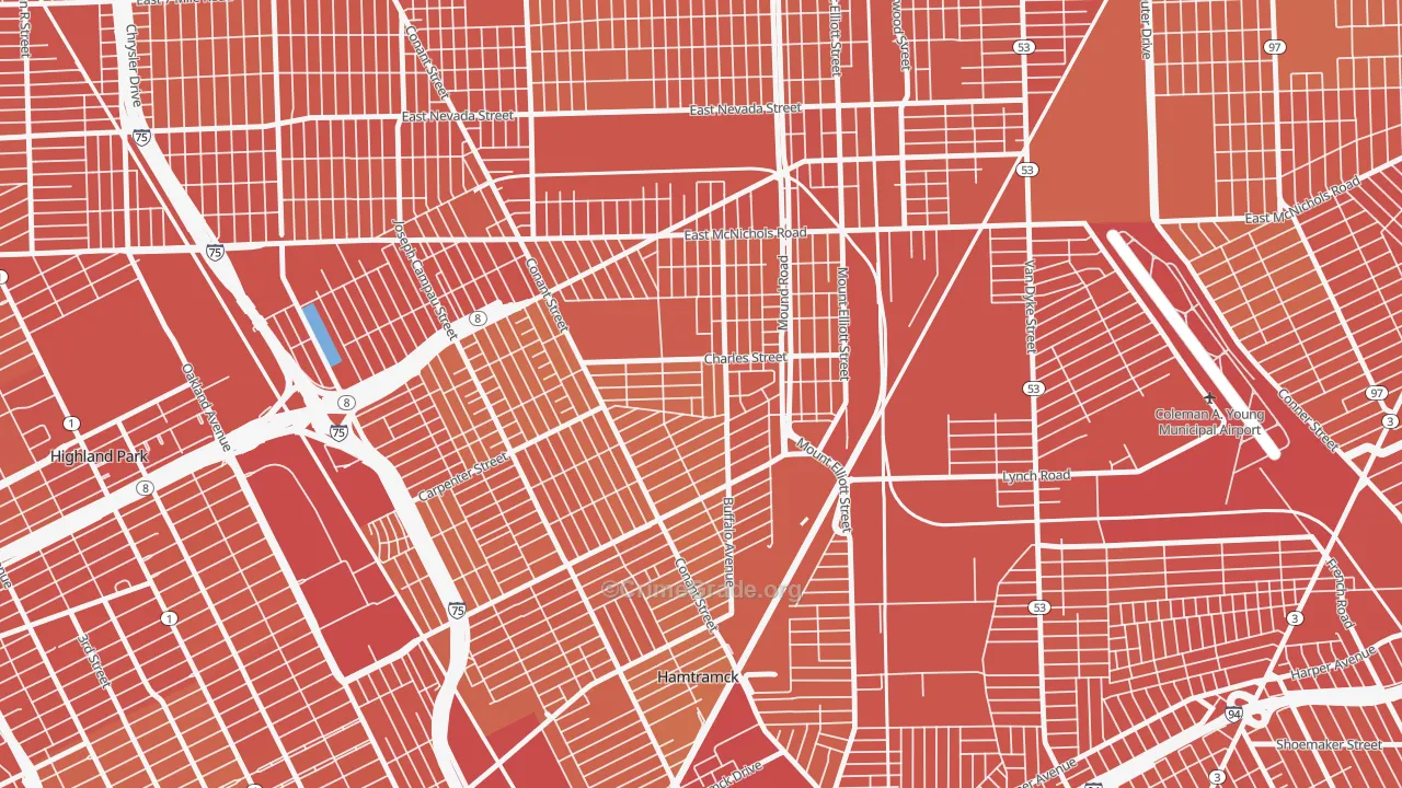 Buffalo Charles, Detroit, MI Map of Assault Rates