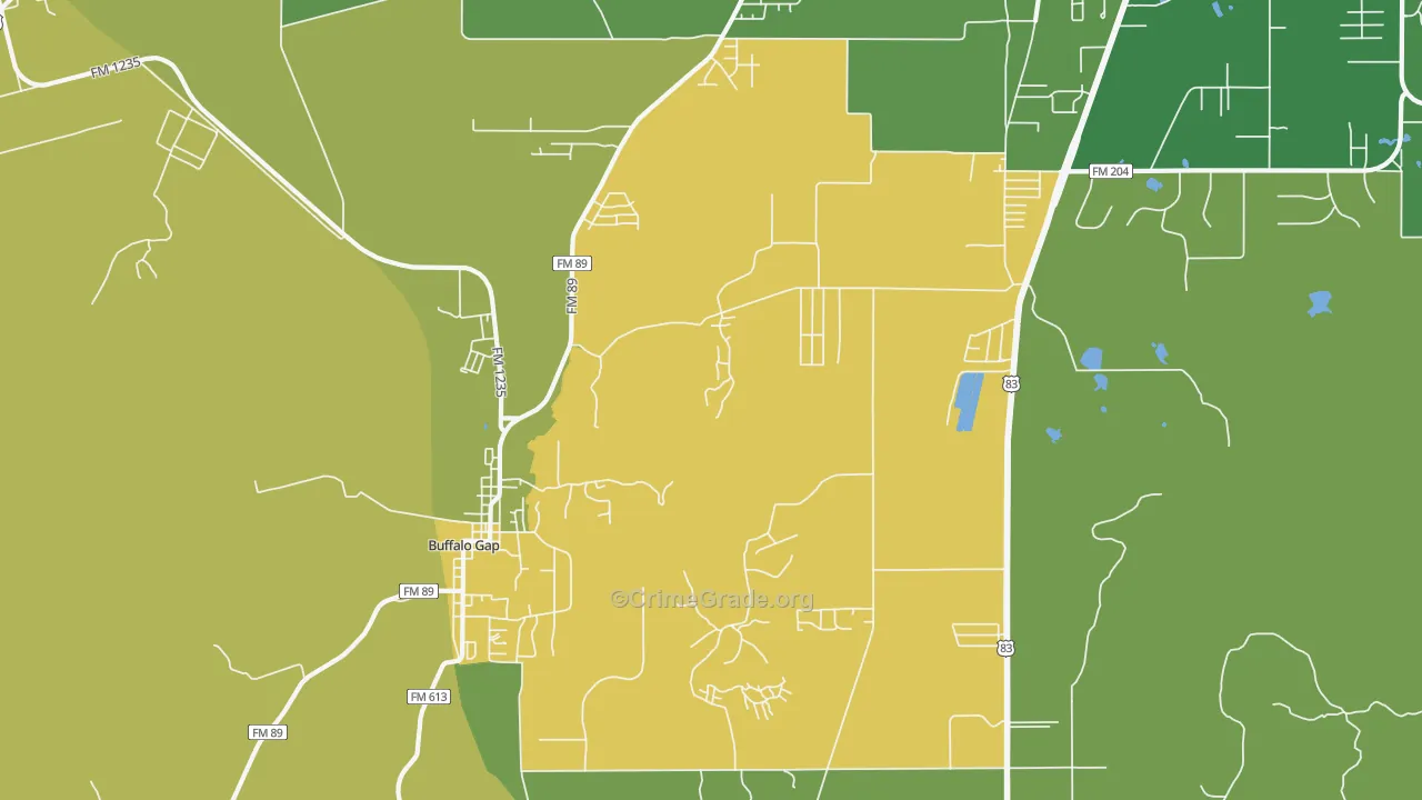 Buffalo Gap, TX Map of Assault Rates