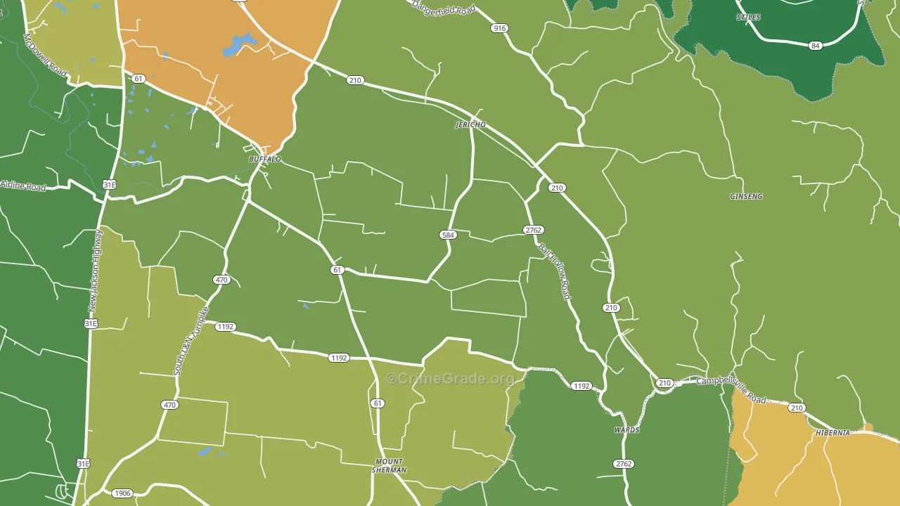Buffalo, KY Map of Assault Rates