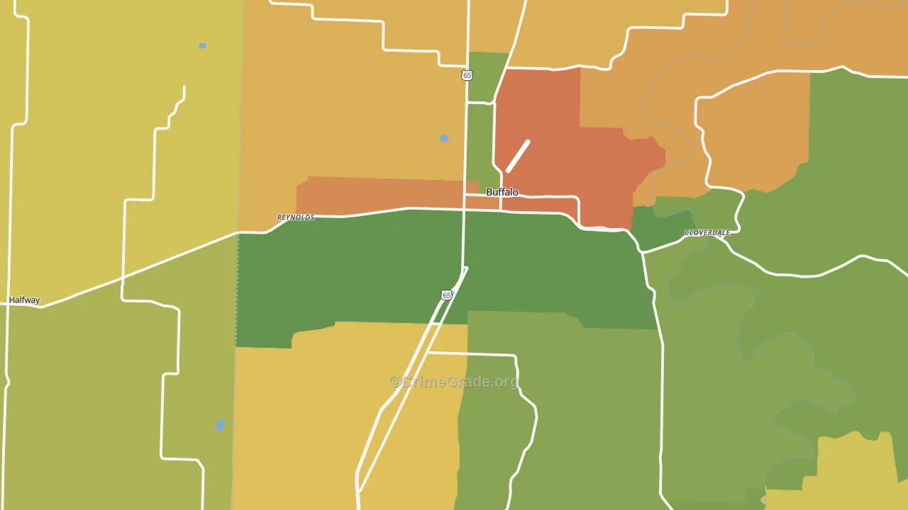 Buffalo, MO Map of Assault Rates
