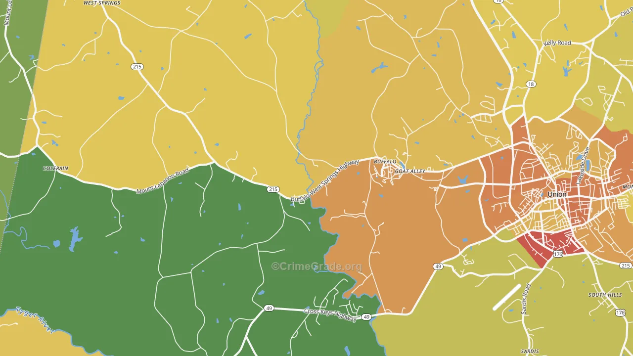 Buffalo, SC Map of Assault Rates