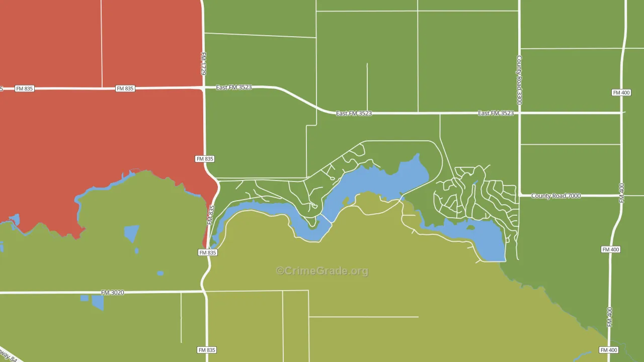 Buffalo Springs, TX Map of Assault Rates