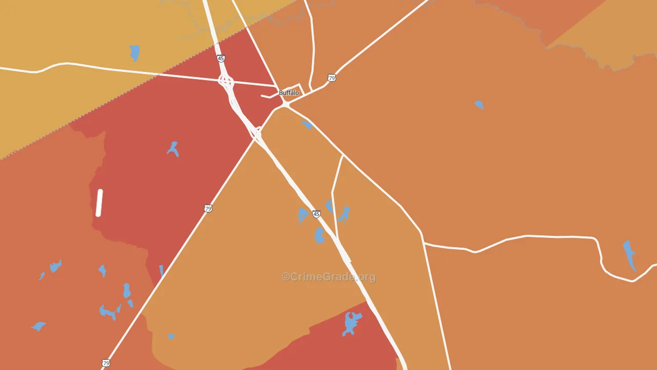 Buffalo, TX Map of Assault Rates