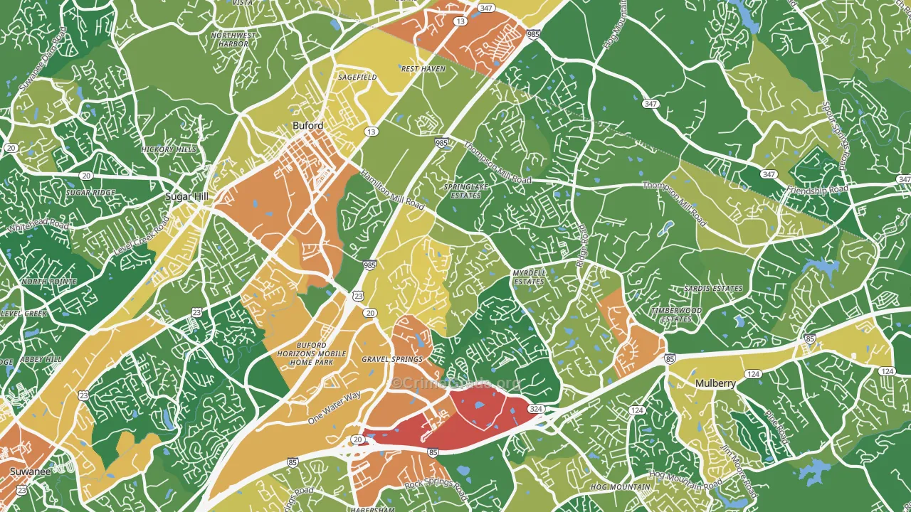 Buford, GA Map of Assault Rates