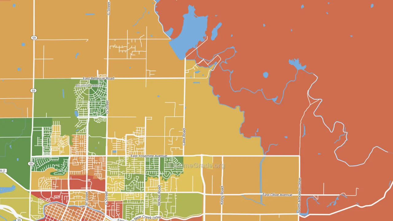 Buhach, CA Map of Assault Rates