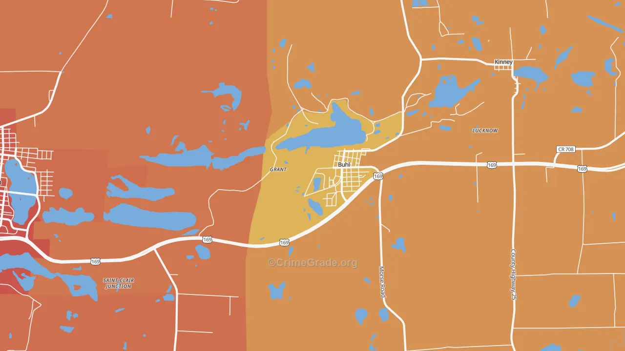 Buhl, MN Map of Assault Rates