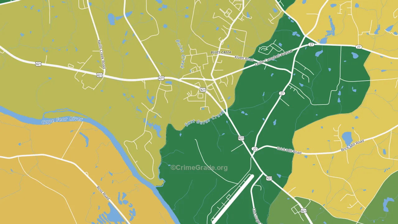 Buies Creek, NC Map of Assault Rates