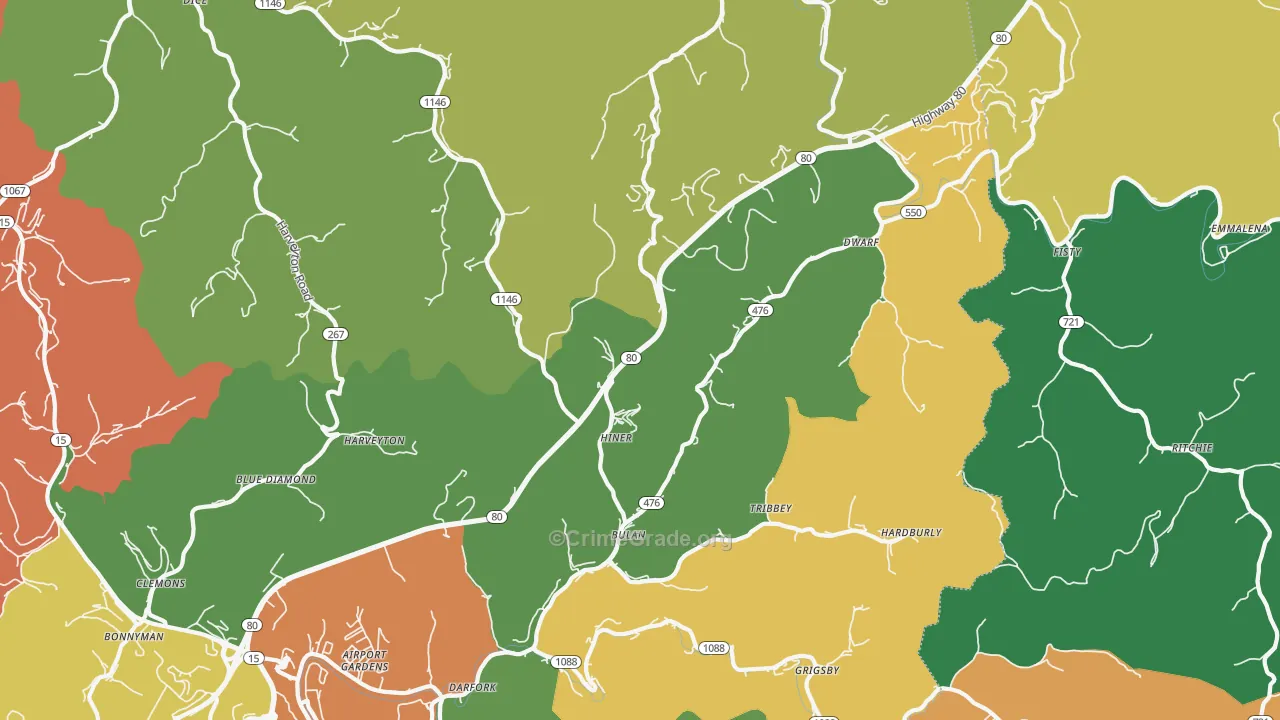 Bulan, KY Map of Assault Rates