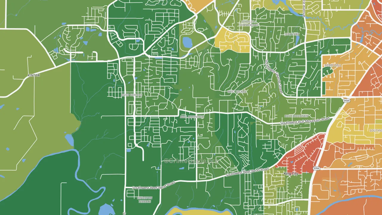 Bull Mountain, OR Map of Assault Rates